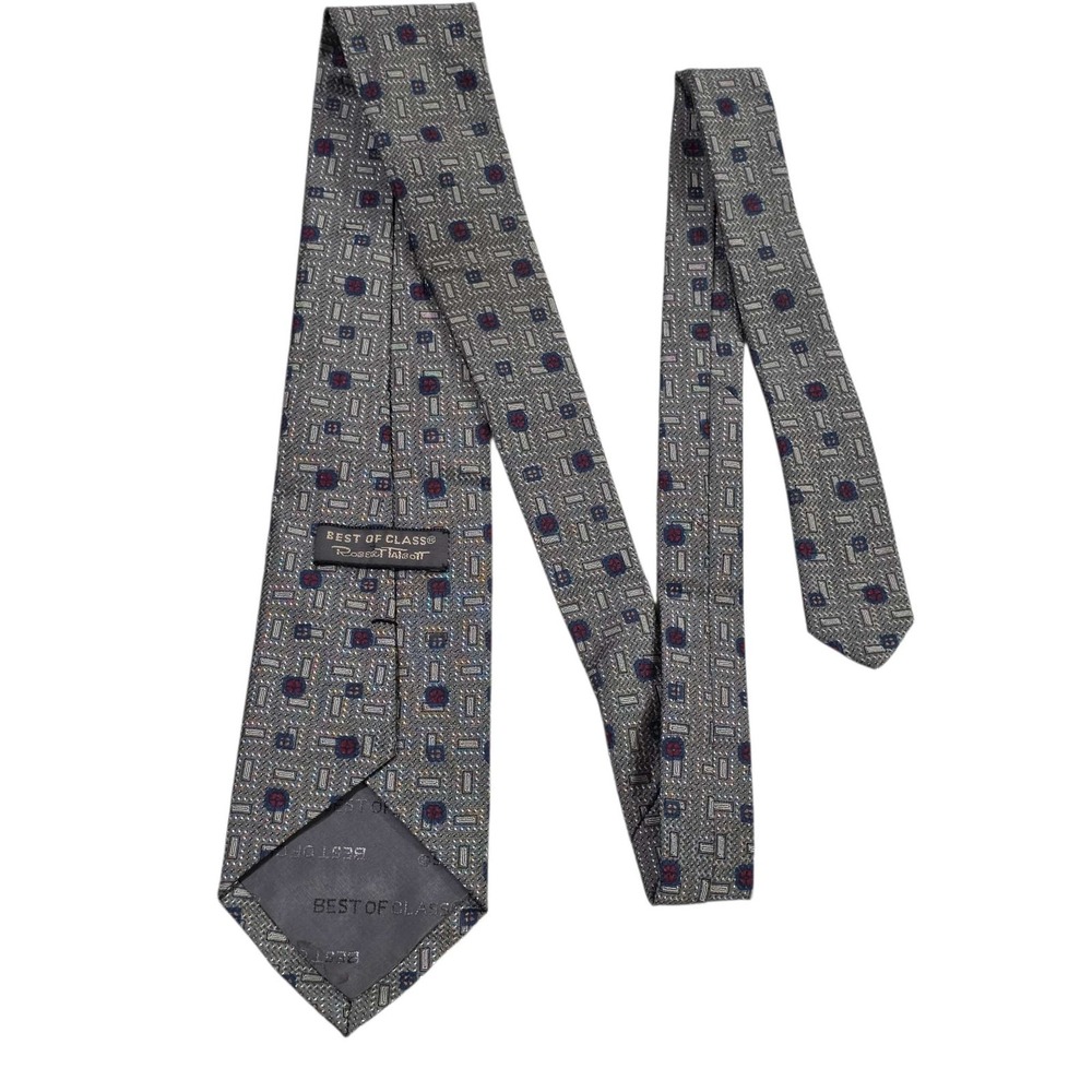 Robert Talbott Best Of Class Silk Tie Geometric Gray Blue Red Men's Necktie